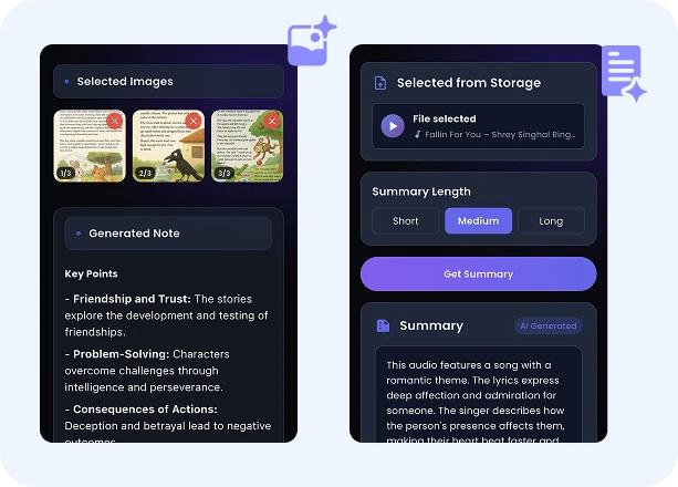 Get summary of photo & voice note